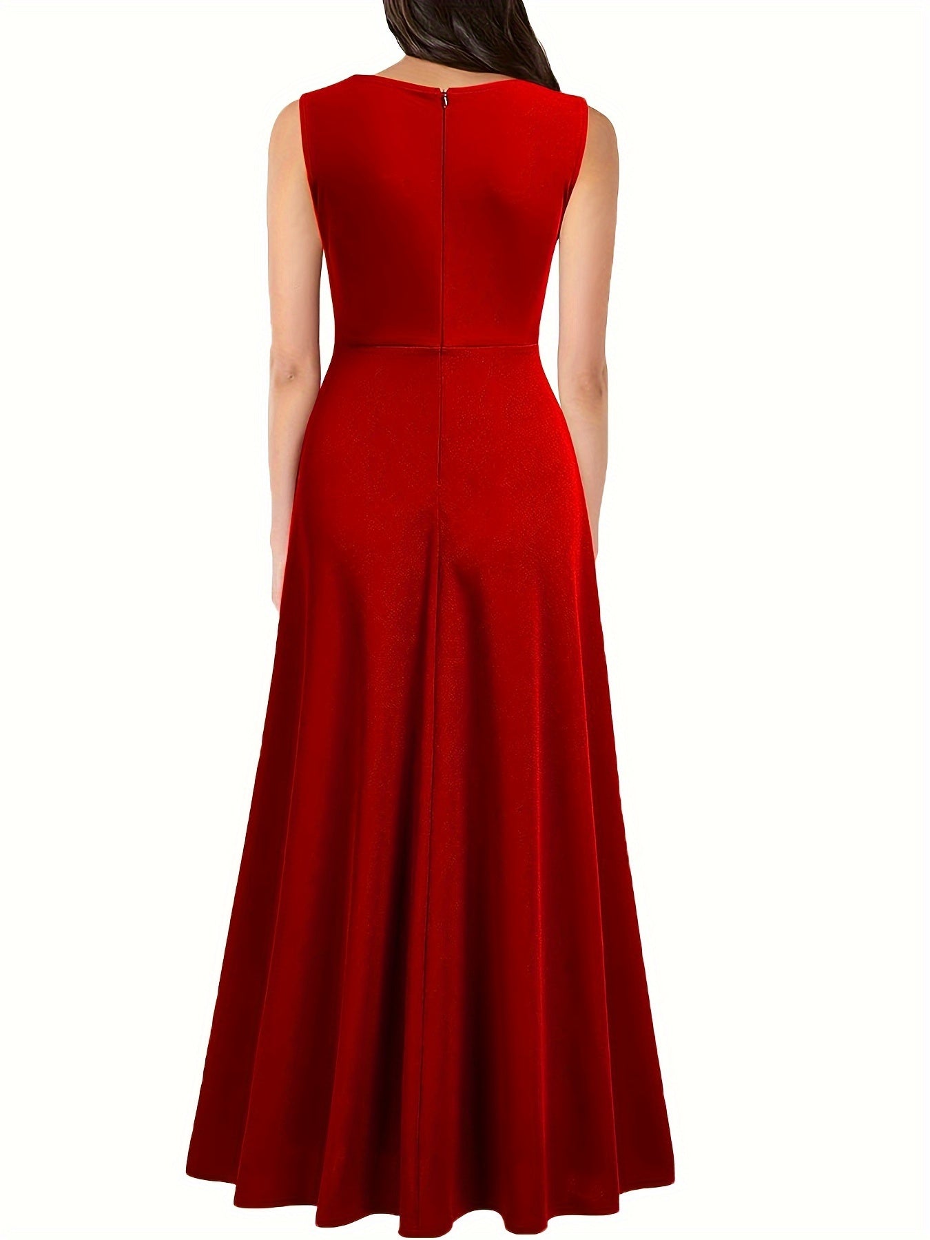 Surplice Neck Sleeveless Solid Dress