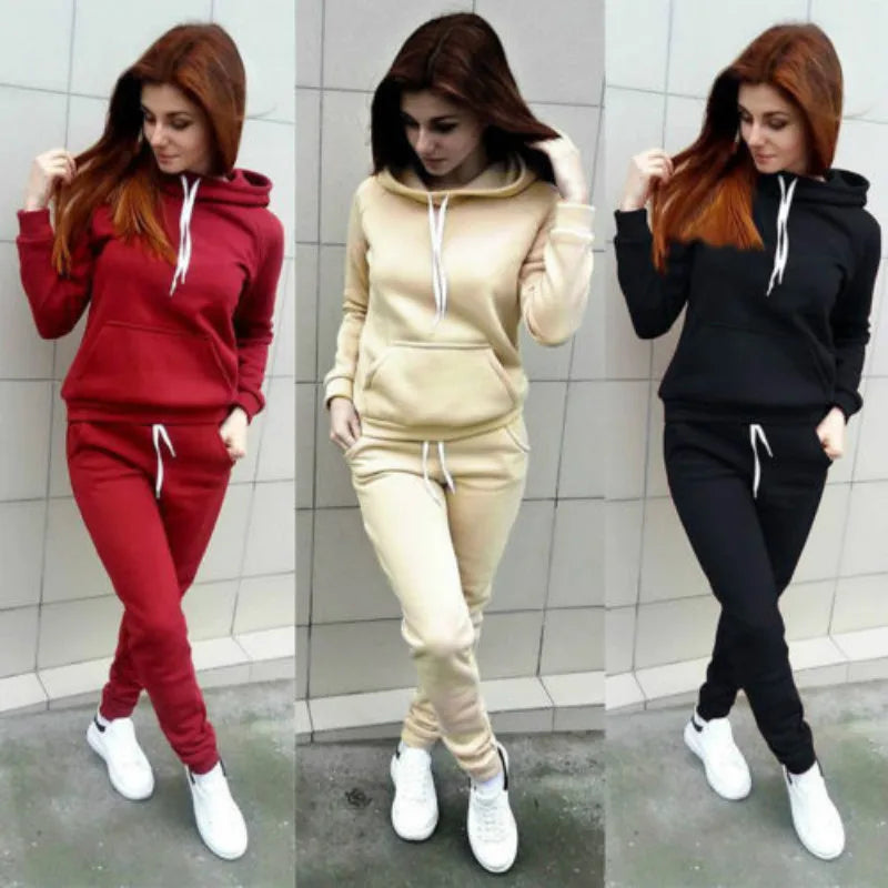 Solid Women Tracksuit Casual Hoodies Sweatshirt