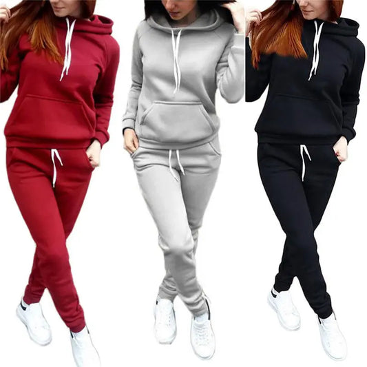 Solid Women Tracksuit Casual Hoodies Sweatshirt