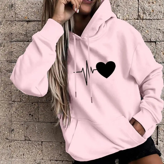 Women Hoodie Drawstring Warm Pullover