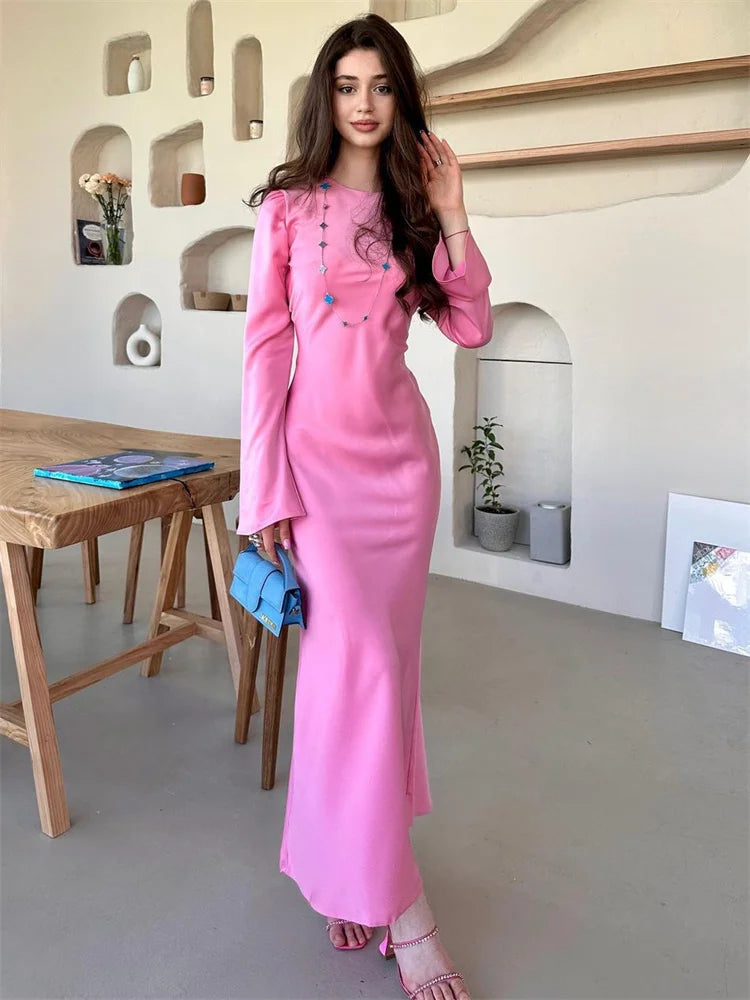 Tossy Satin Fashion Slim Maxi Dress For Women