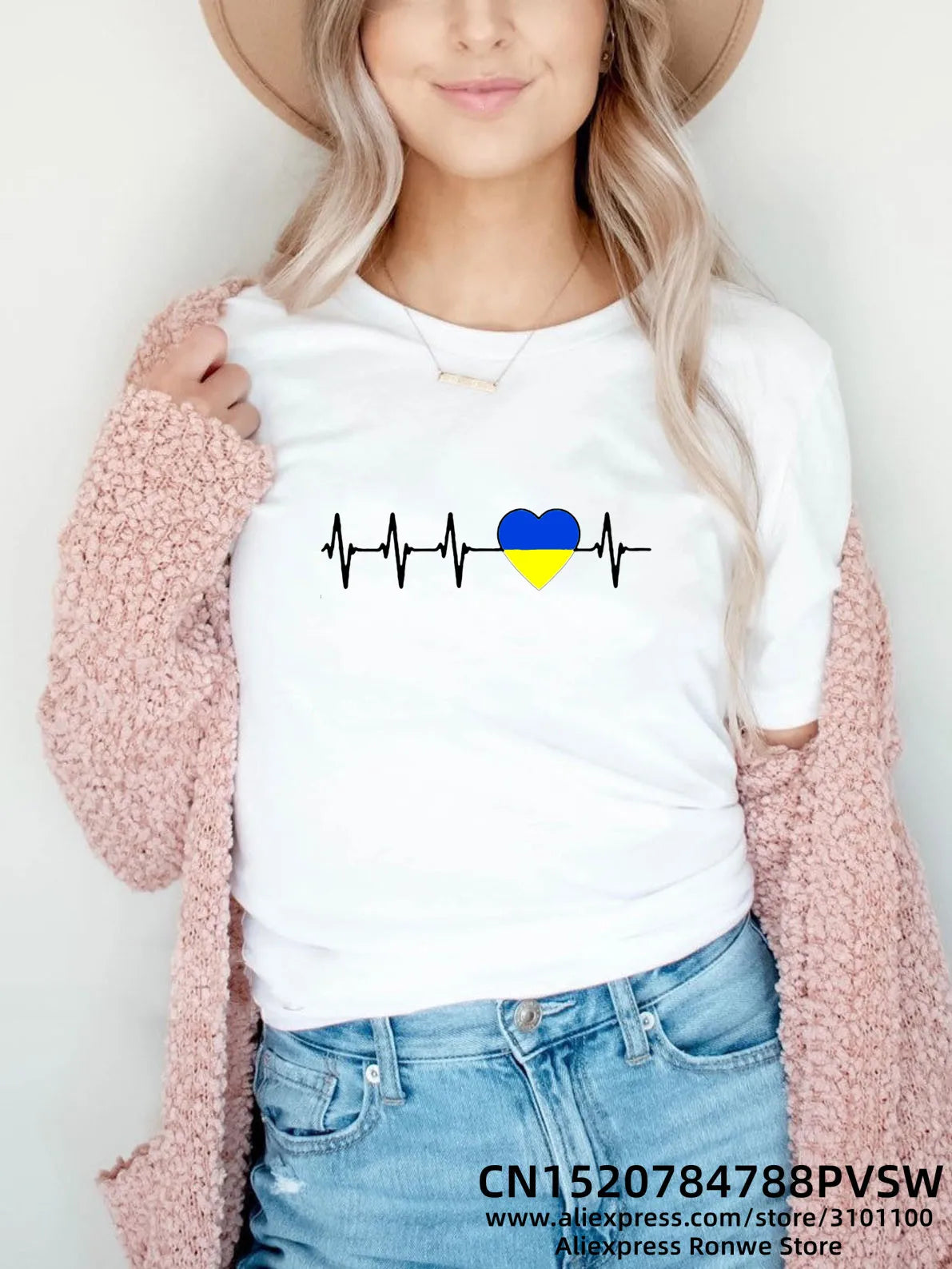 Heartbeat Blue Yellow Women T-shirt