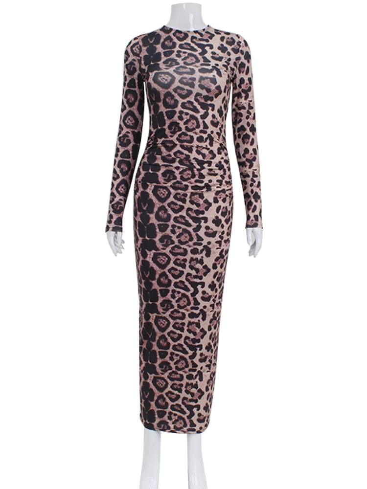 Leopard Bodycon Sheath Sexy Women Dress