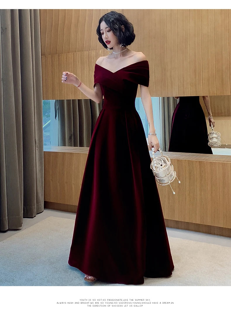 Spring Long Luxury Elegant Wine Party Wedding Dresses for Women