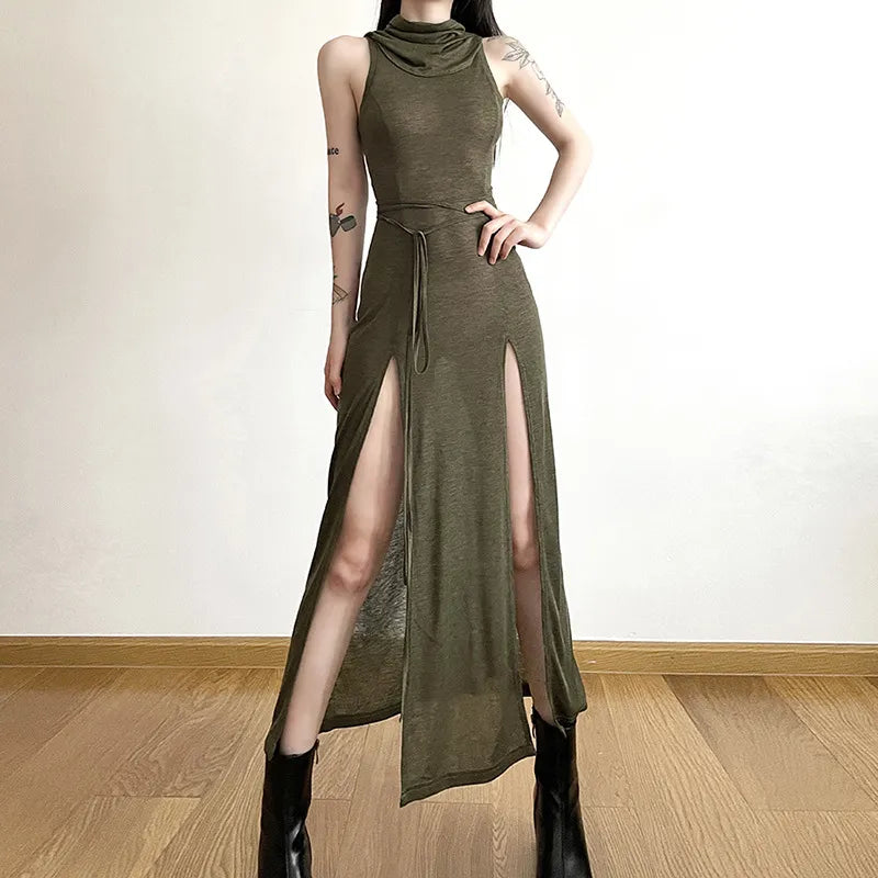 Goth Dark Cyber Gothic Desert Walker Hooded Dress