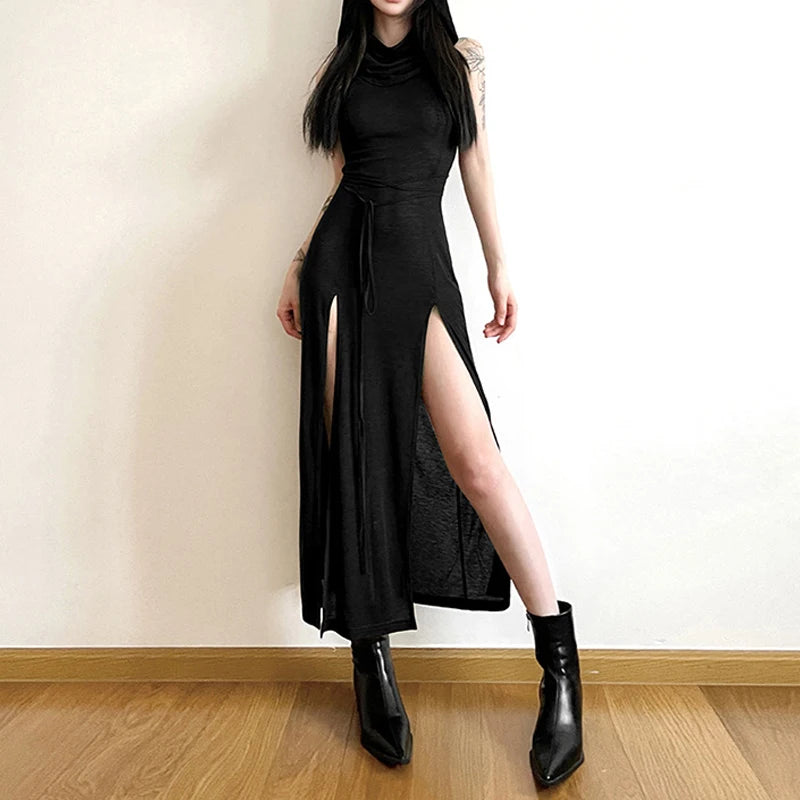 Goth Dark Cyber Gothic Desert Walker Hooded Dress