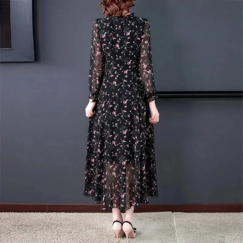 Oversized 6xl Floral Chiffon Dress Summer Women