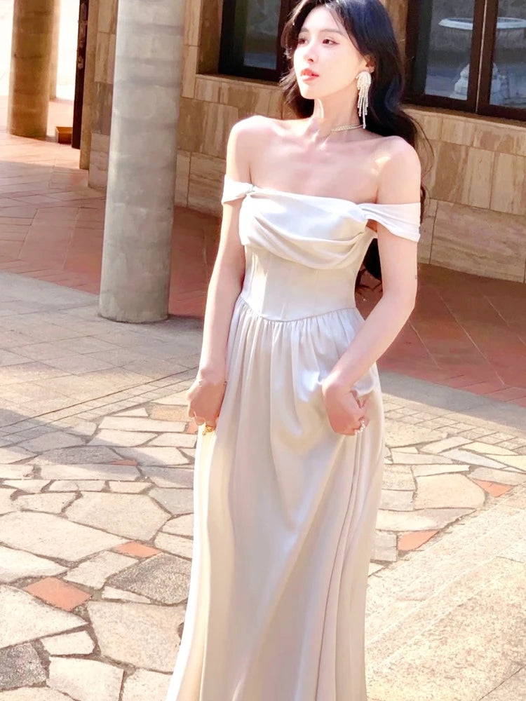 Elegant Wedding Evening Party White Dress Women