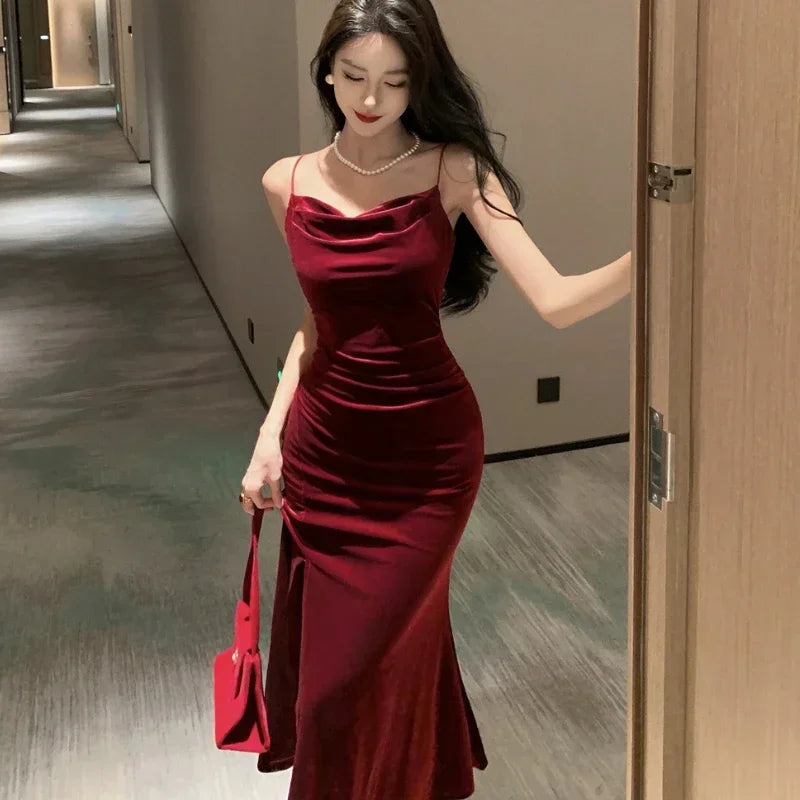 Vintage Sexy Club Prom Red Dress for Women