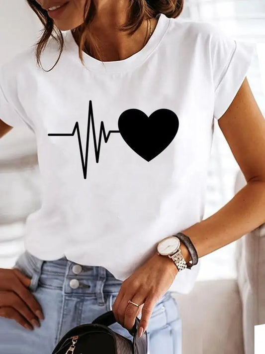 Love Style Trend Cute 90s Short Sleeve Print T Shirt