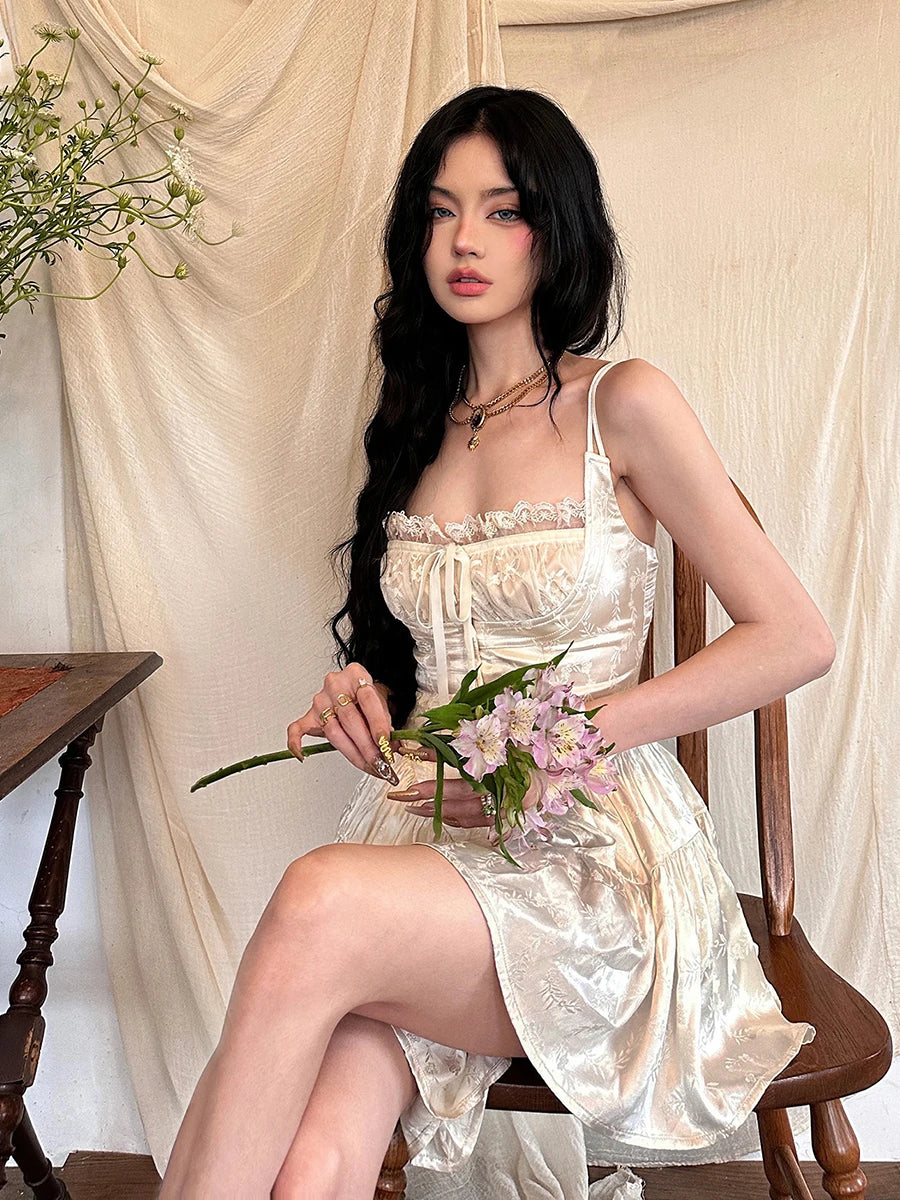 Medieval Retro Satin Mini Dress