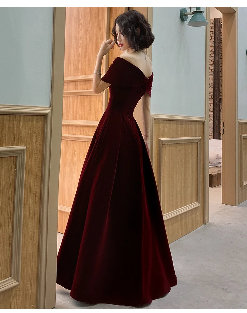 Spring Long Luxury Elegant Wine Party Wedding Dresses for Women