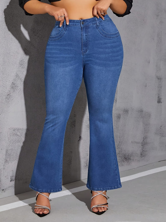 Plus Size High Waist Stretchy Flared Jeans